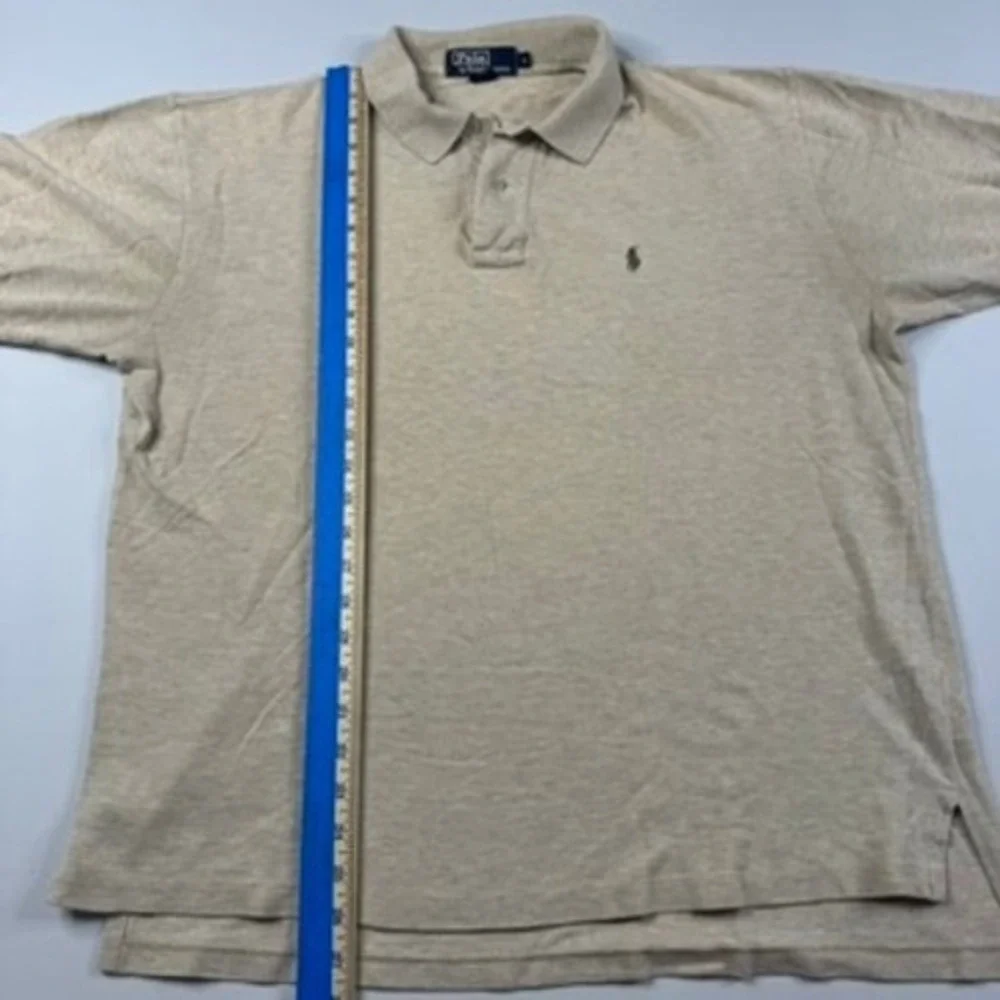 Polo Ralph Lauren‎ Mens Large Tan Heather Cotton Pique Short Sleeve Polo Shirt